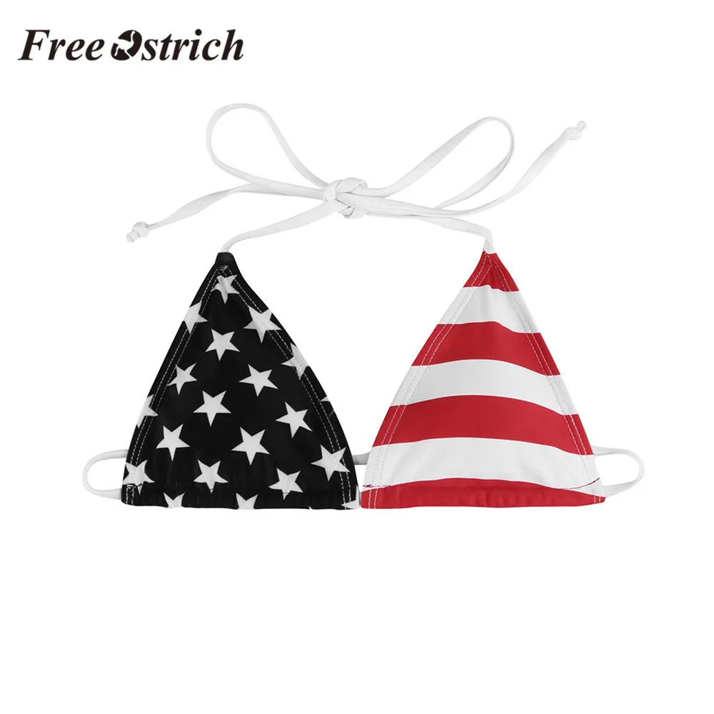 Купальник женский с бюстгальтером пуш ап купальный костюм в полоску со звездами