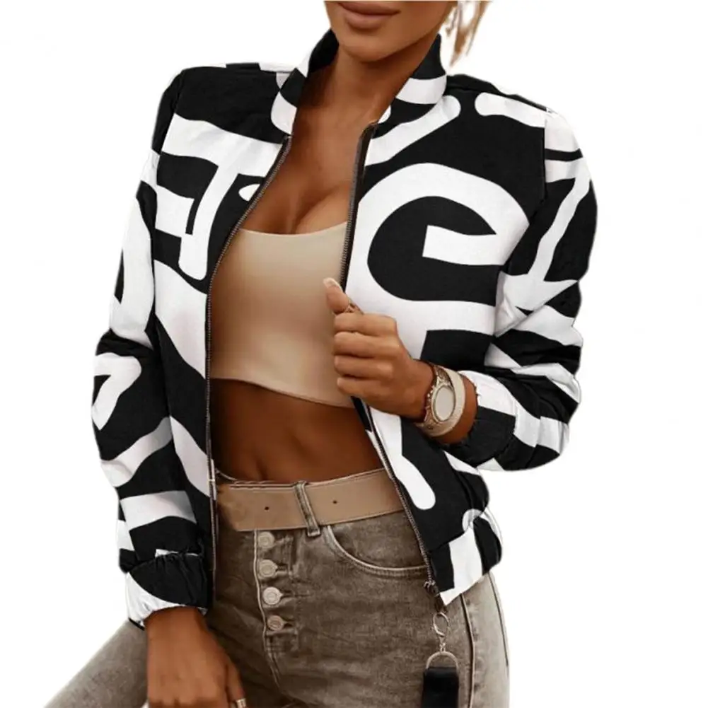 

Women Jacket Retro Trend Leopard Print Stand Collar Camouflage Vintage Autumn Winter Casual Coat for Daily Outwear