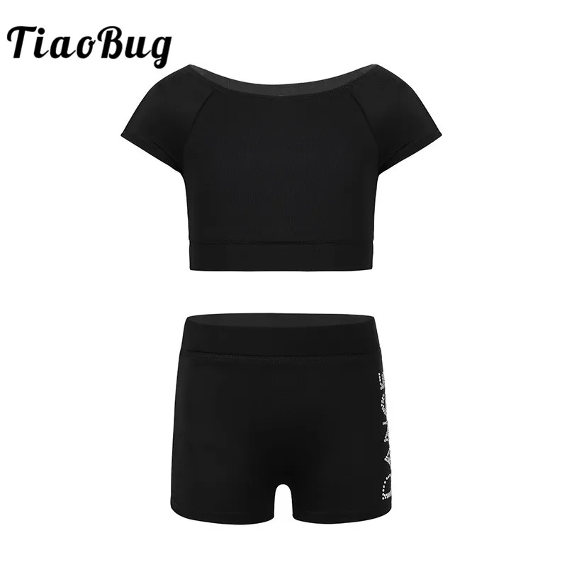 Детская танцевальная одежда TiaoBug из двух предметов с буквенным принтом балета