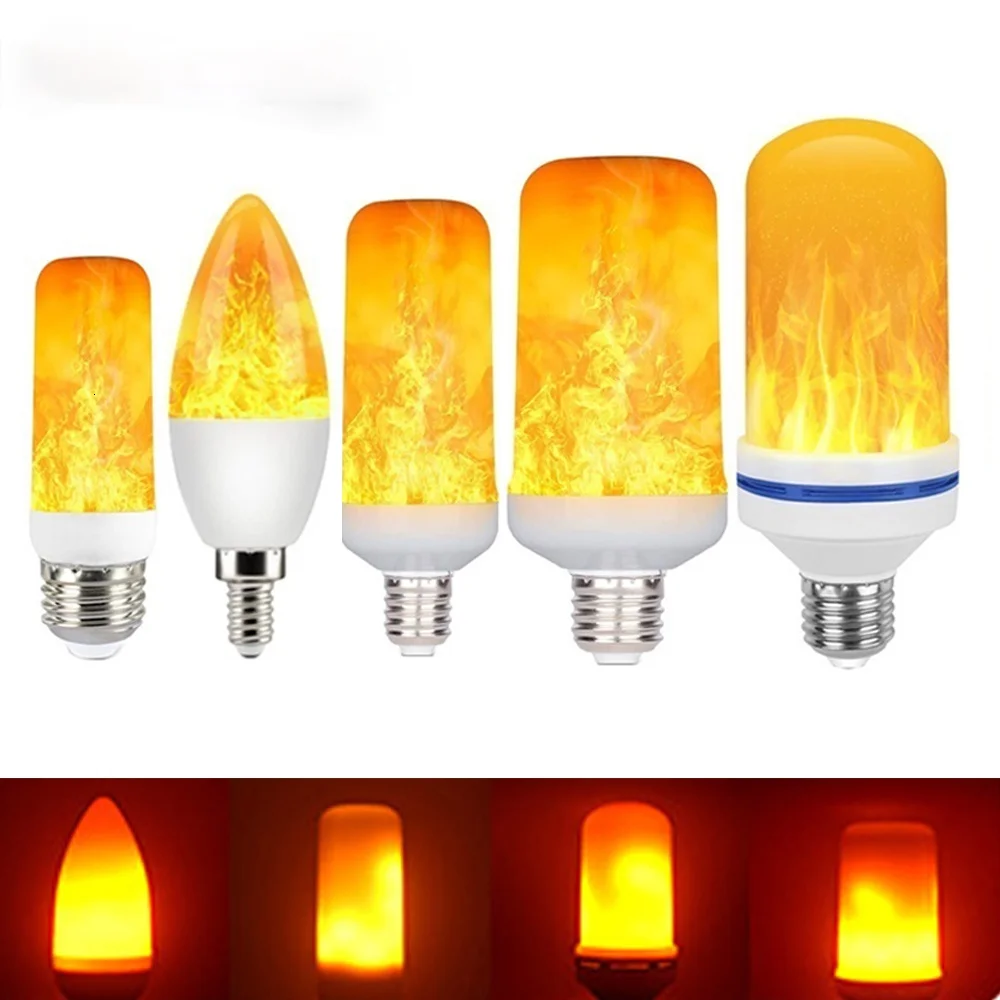 

LED E27 Flame Bulb Fire E14 lamp Corn Bulb Flickering LED Light Dynamic Flame Effect 3W 5W 7W 9W 110V-220v for Home Lighting