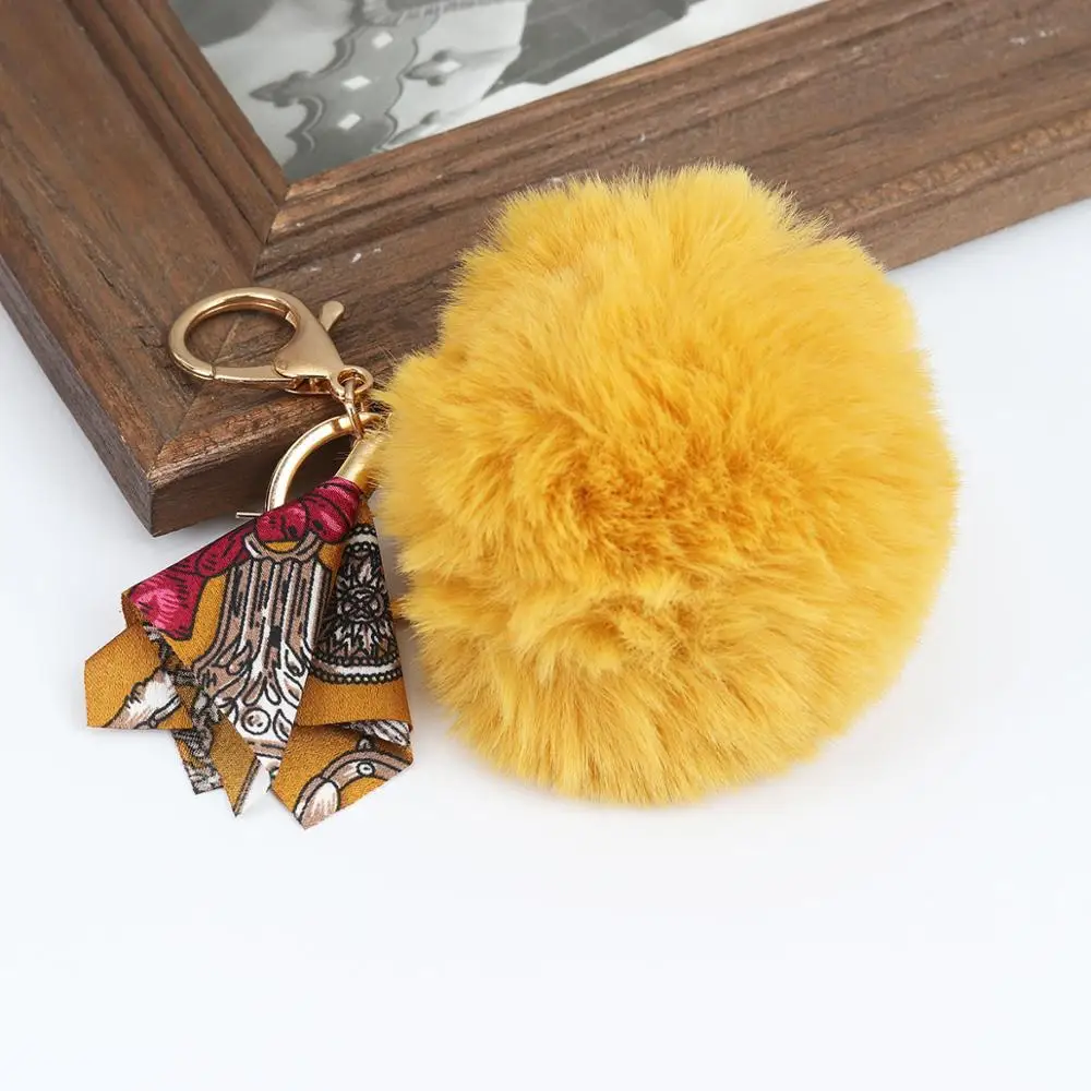 PACGOTH модный плюшевый брелок и для ключей Золотой Металл разноцветный помпон шар