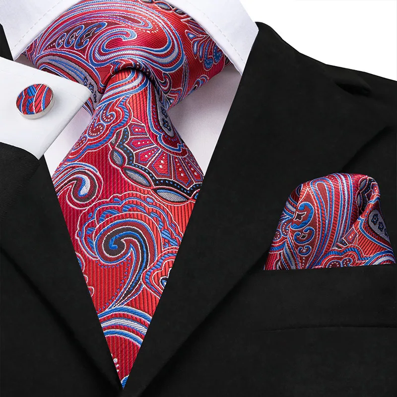 Hi-Tie мужской серый и черный галстук Пейсли Hanky запонки наборы цветочные шелковые галстуки для мужчин формальные свадебные вечеринки жениха - Цвет: SN-3199
