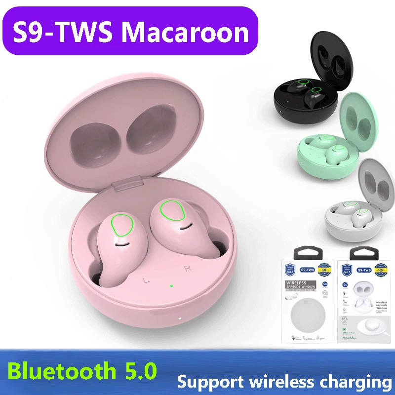 Macaron карамельный цвет S9-TWS Bluetooth гарнитура Hi-Fi стерео наушники V5.0 Поддержка