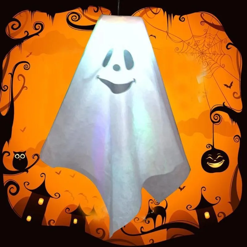 

1pc Halloween LED Hanging Ghost Light Glow Ghost Whole Smile Face Prop Home Halloween Decoration Prop Hanging Ghost Lamp