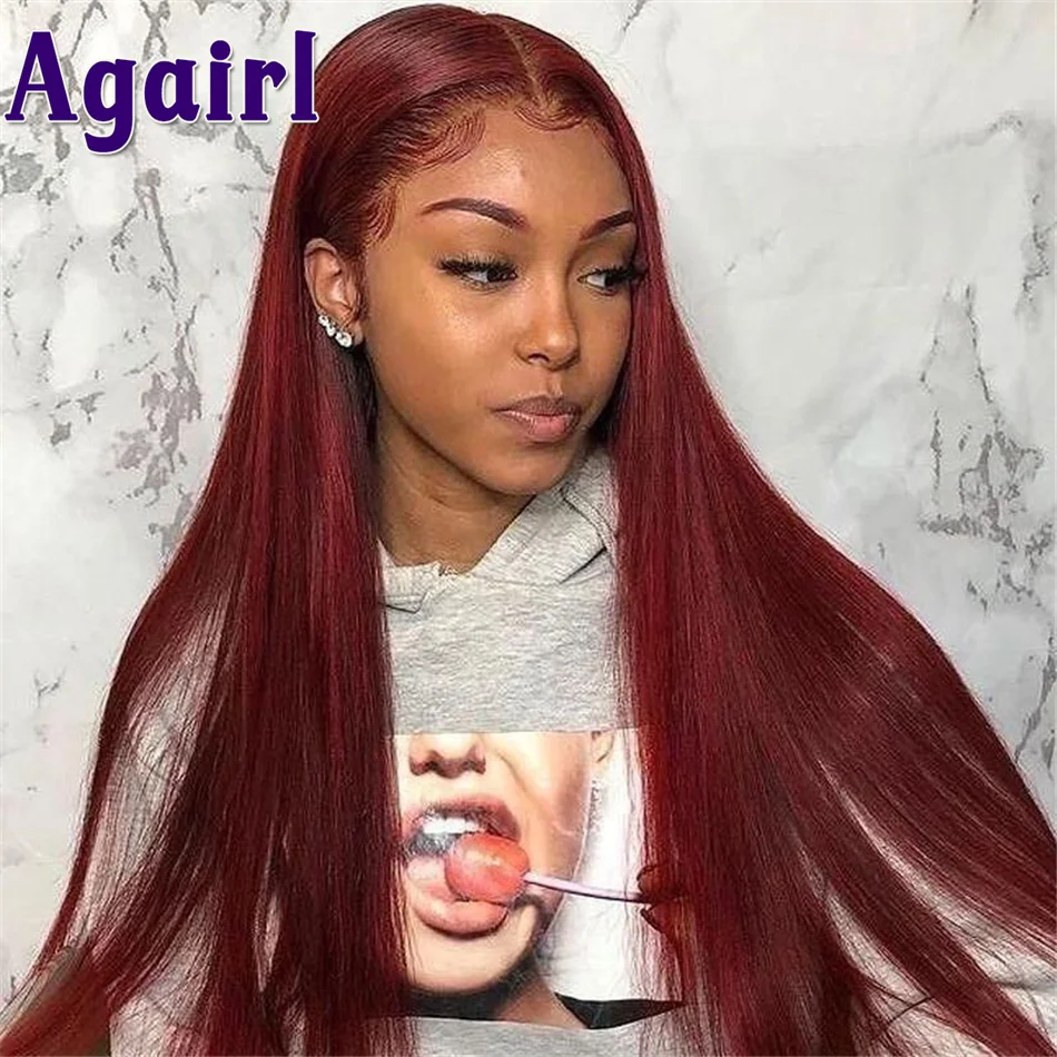 

99J Straight Lace Front Human Hair Wigs Malaysian Straight 13x4 Lace Frontal Wig 180% HD Transparent Lace Wigs for Women 30Inch