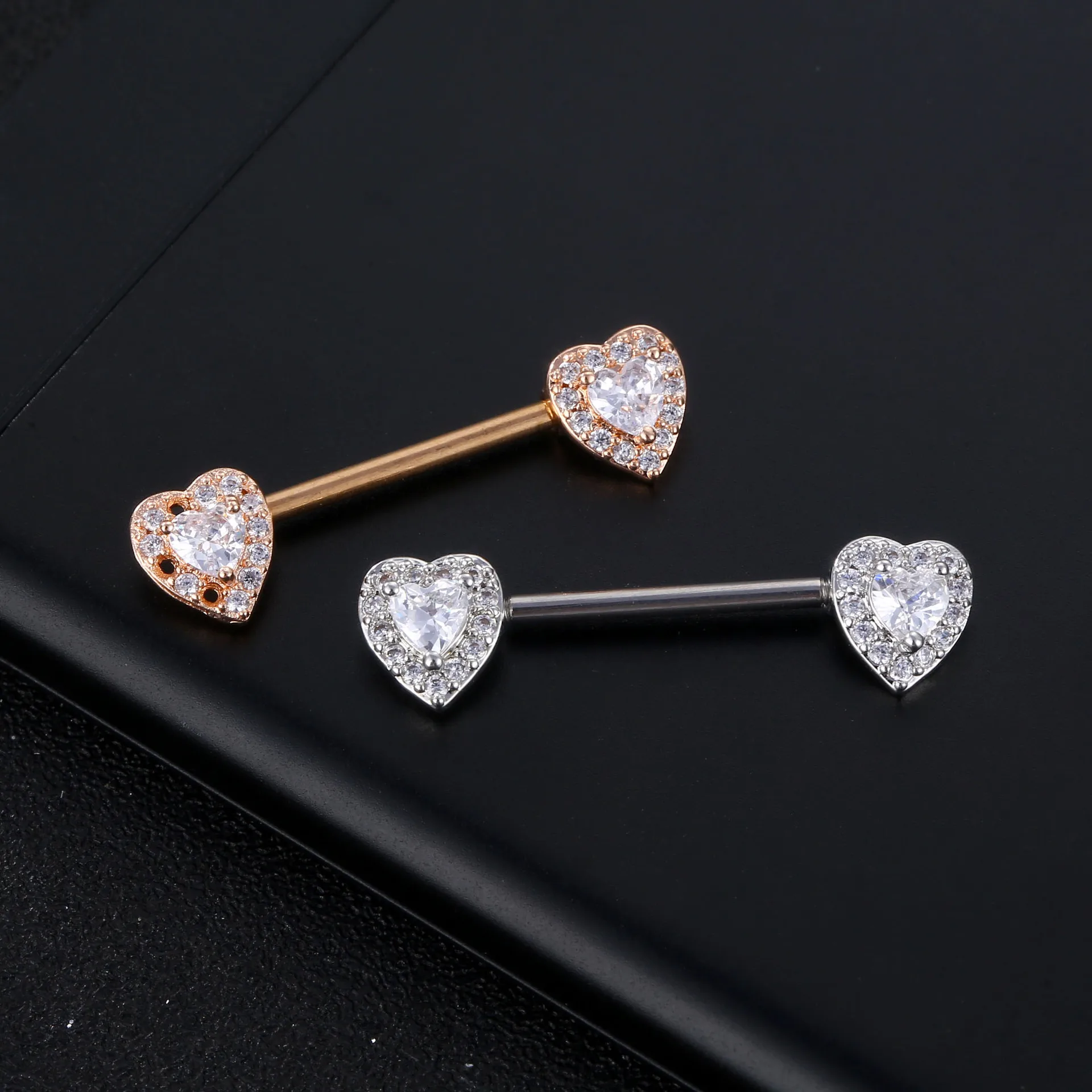 

2pcs Titanium Nipple Piercing Heart Barbell 14G Nipple Shield Flower Charming Nipple Rings For Women Body Piercing Jewelry