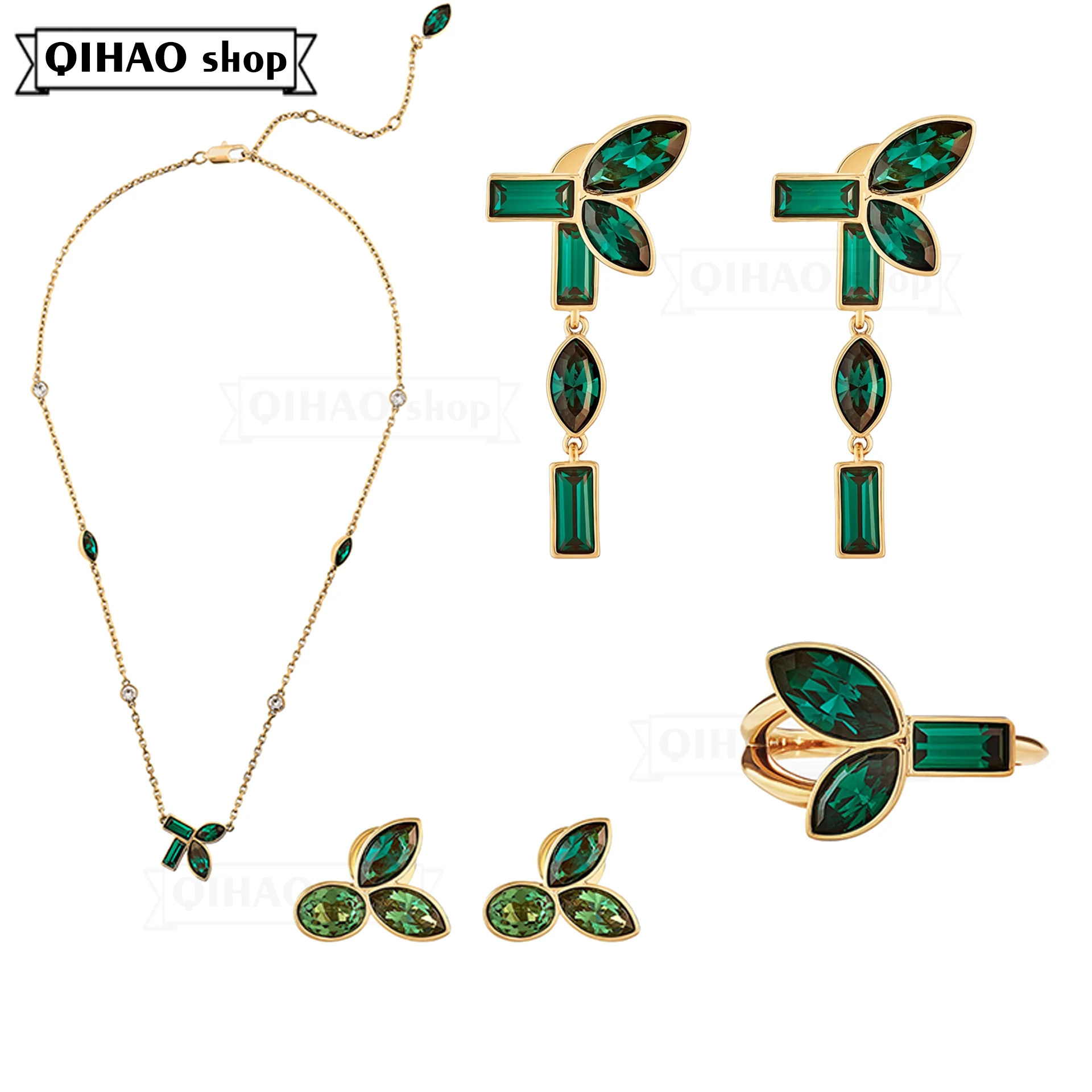 

2020 Fashion Jewelry High Quality Swa1:1 Exquisite Forest Bamboo Perforated Green Necklace