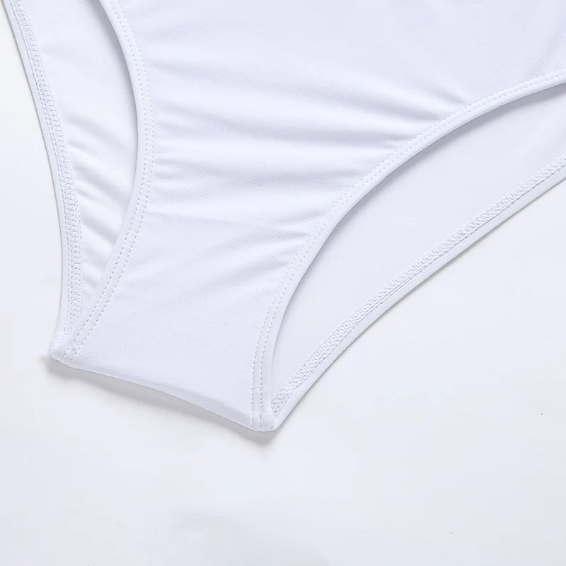 

Sexy Vintage Print Bikini Set Long Sleeves Mesh Swimsuit 3 Piece White Bandeau Swimwear Women High Cut Bathing Suit Beach Wear