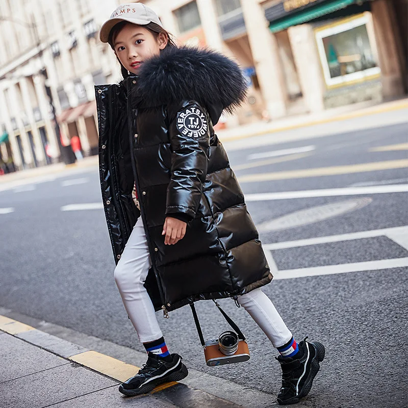 

Children Winter Jacket Waterproof Windproof Girl Boy Real Fur Thickened Parka Down Long Coat Overcoat Baby Kids Clothing Outwear