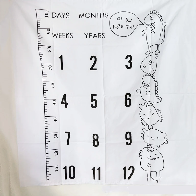 

Cartoon Lovely Newborn Baby Monthly Growth Milestone Photo Prop Background Blankets Play Mat Infant Bedroom Decor Backdrop Cloth