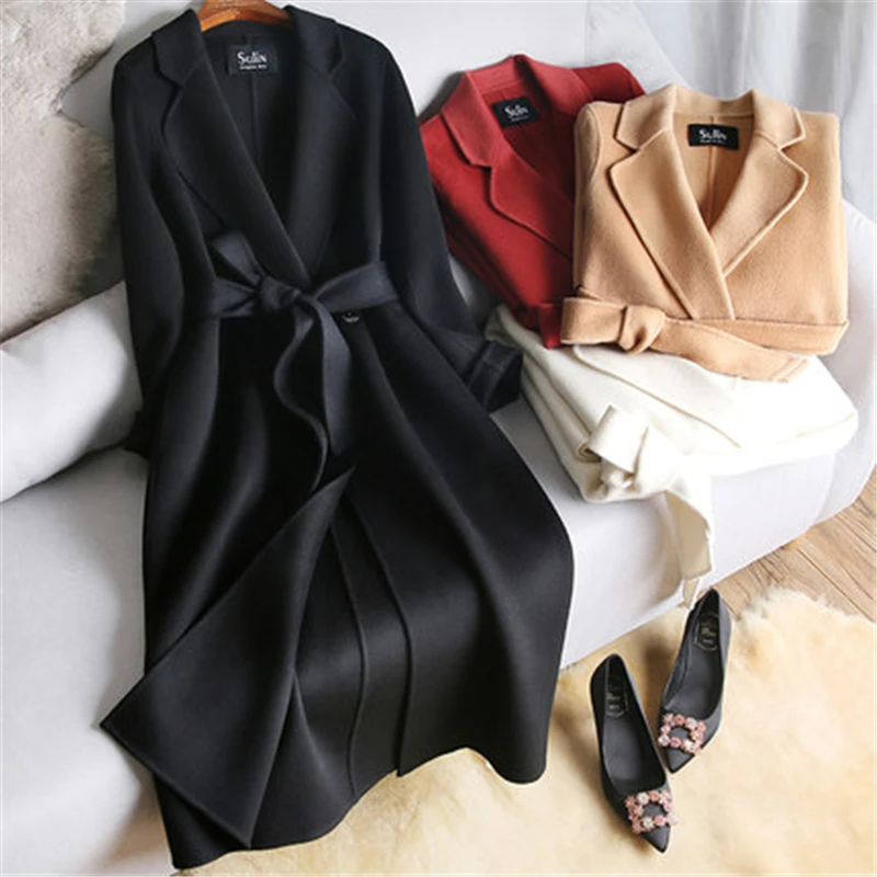 Новинка Осень-зима кашемировое пальто ручной работы Женский Тренч кардиган