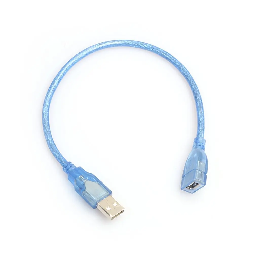 30 см высокоскоростной USB 2,0 кабель-удлинитель прозрачный синий штекер для женщин USB удлинитель медный сердечник USB короткий кабель