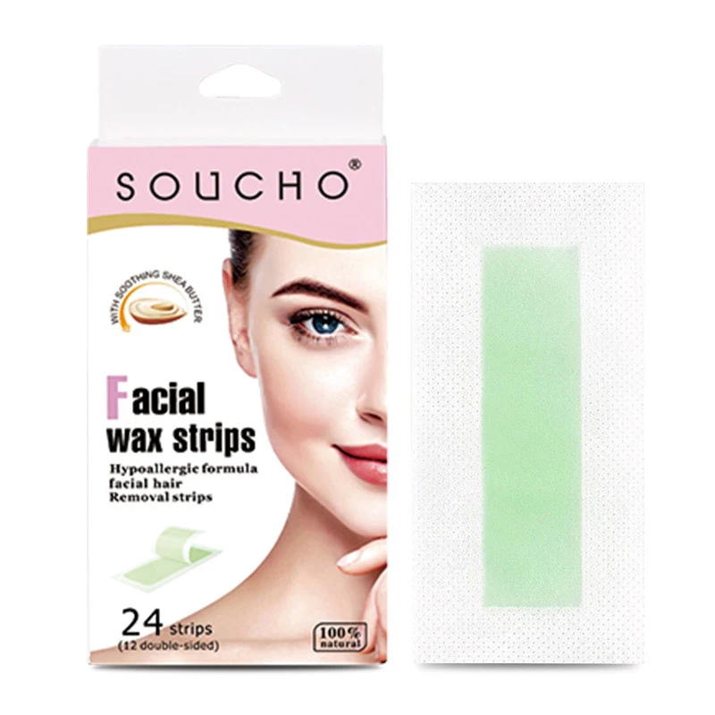 

SOUCHO 24pcs/set Hair Removal Wax Strips Papers Epilator Double Sided Depilation Uprooted Silky For Face Lip Hair Care