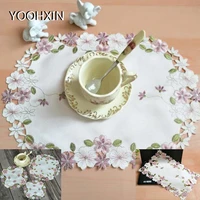 modern table place mat pad cloth embroidery cup mug coffee tea doily drink coaster christmas dish placemat wedding party kitchen