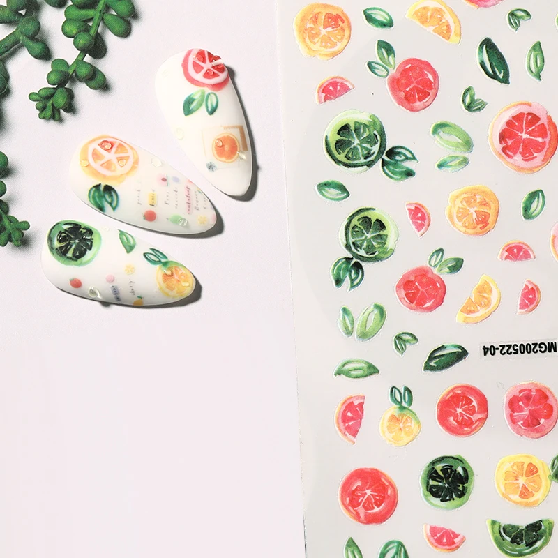 1 лист 3D наклейки для ногтей красный фруктовый SeriesTransfer прекрасные украшения