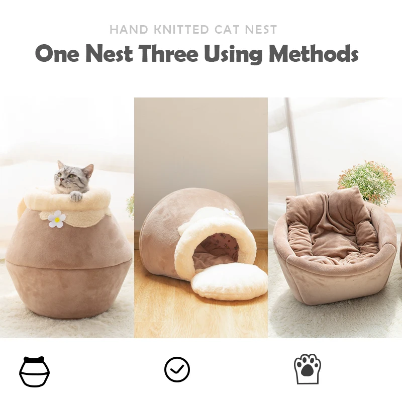 Honey Pot Dog Bed Pet Tent Thickened Warm Cat Nest Kennel Foldable Closed Sofa Puppy House домик для кошки | Дом и сад