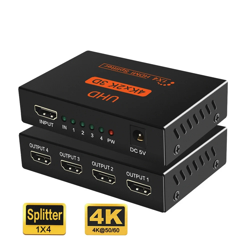 Сплиттер HDMI Tjtak 1x4 4K 3 порта переключатель 1 в 4 выхода с 3D для Xbox 360 PS4 Smart TV HD ТВ DVD PS3