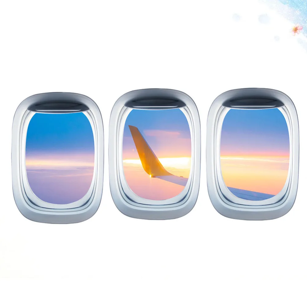 1 шт. EW030 трехмерная комбинация иллюминатор закат самолет пейзаж окно наклейки на