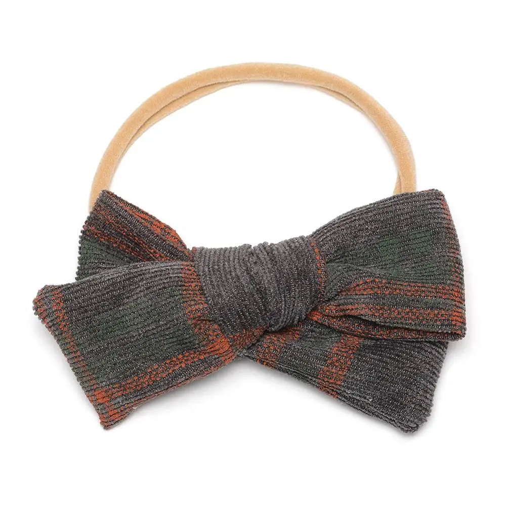 15 шт./лот Вельветовая повязка на голову с бантом детский цветочный головной убор