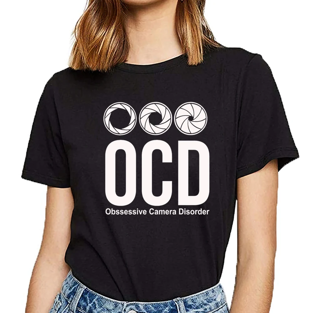 Топы футболки для женщин ocd photographer забавные Harajuku женские с принтом|Футболки| |