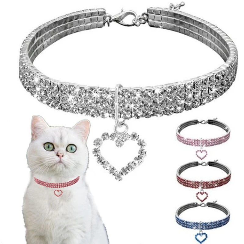 

Bling Crystal Dog Necklace Collar with elasticity Cat Collar Luxury Designe personalizad Collar For Pet Puppy Kitty Accessories
