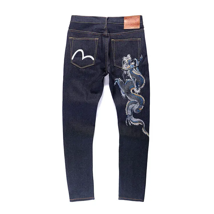 Evisu, новинка, повседневные, мужские, дышащие, высокое качество, джинсы, теплые, мужские, бренд, вышивка, прямые, с принтом, мужские брюки, четыре сезона