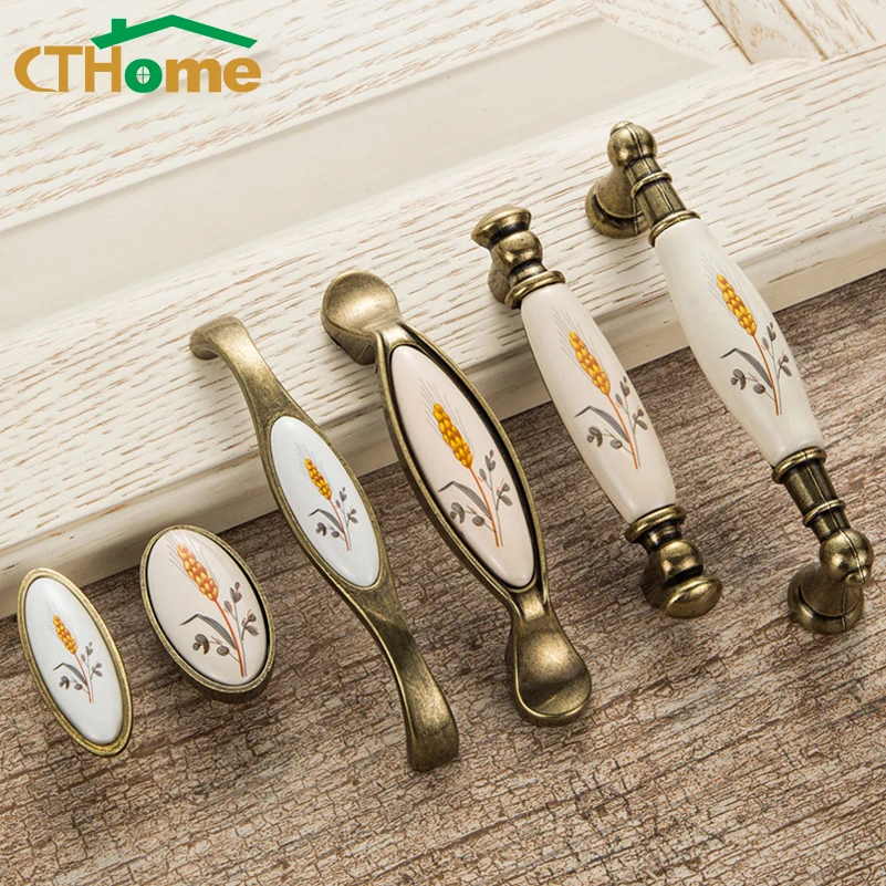 96 мм/128 мм винтажная классическая керамическая ручка для шкафа выдвижная