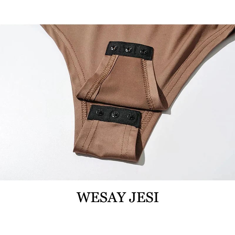 

WESAY JESI Summer Fashion Bodysuit Women Sexy Long Sleeved Hollow Out Female Jumpsuit Chic One-Piece Self-Cultivation Jumpsuits