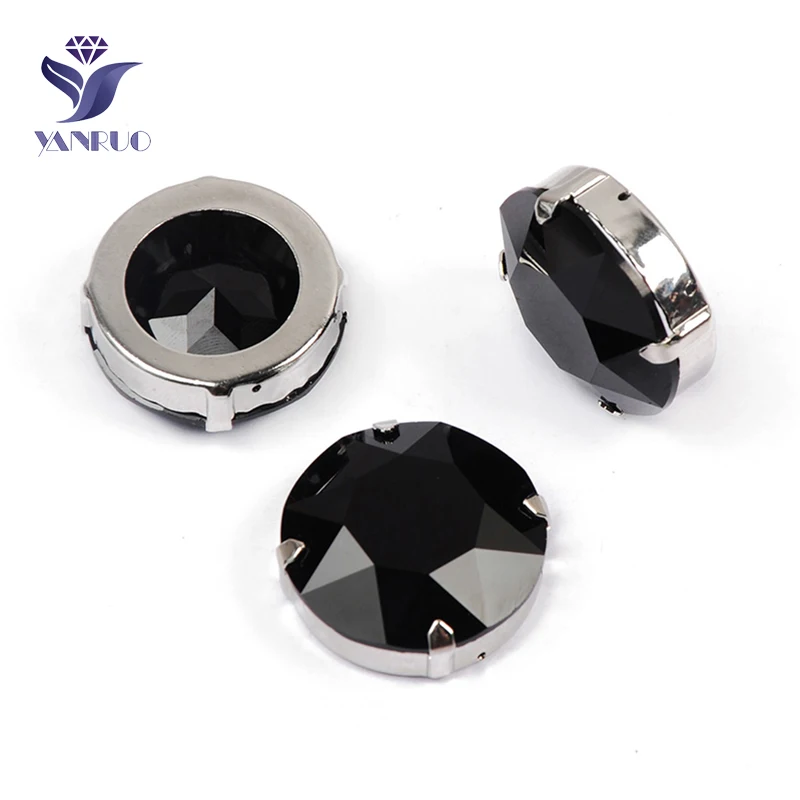 Jet Yanruo 1201 круглая нашивная СТРАЗА стеклянные поделки камни и кристаллы Точка назад большие стразы для украшения - Цвет: Jet