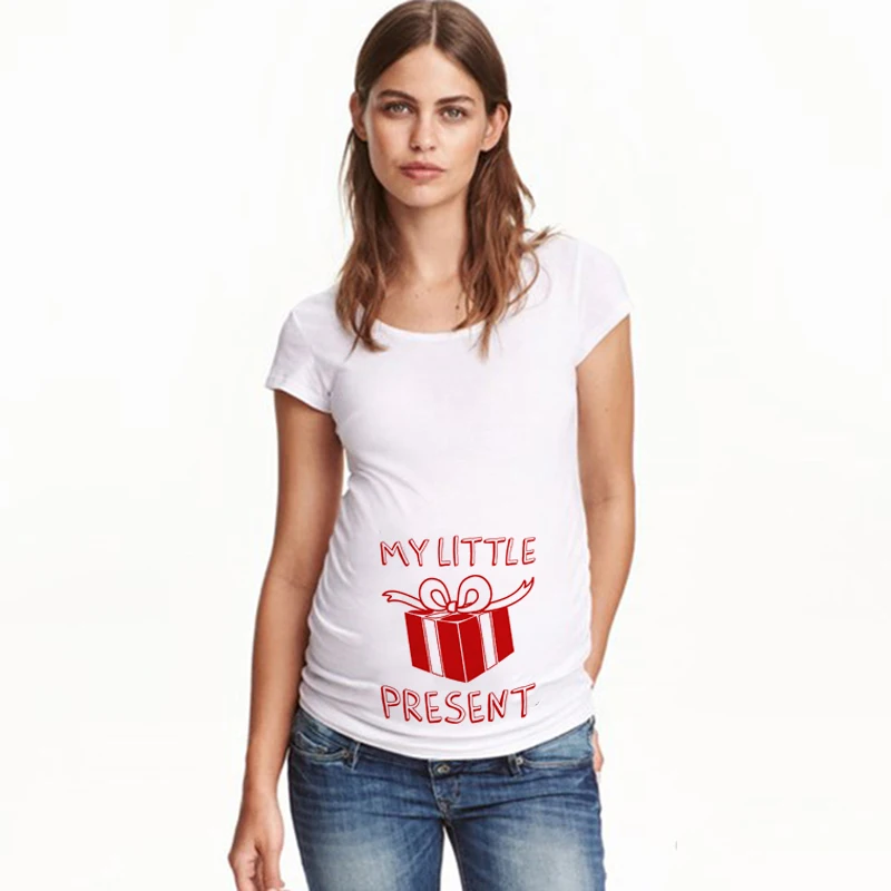 Забавная Рождественская Футболка для беременных забавная футболка с коротким