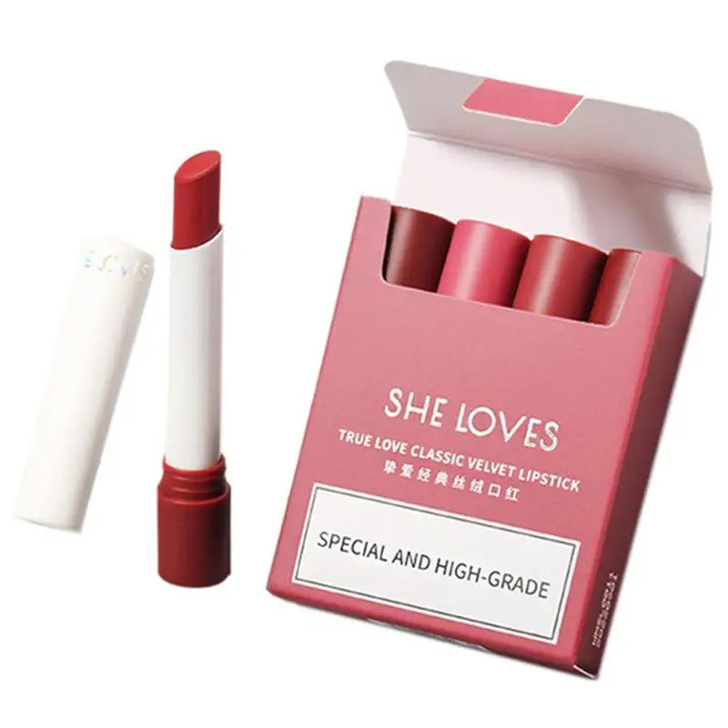 4 цвета сигаретная помада водостойкая туманная Сексуальная нюдовая набор