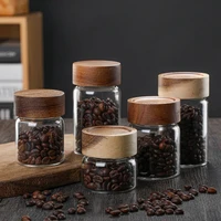 wooden lid spiral glass storage jar kitchen food storage container coffee bean tea can sundries storage bottle home decoration