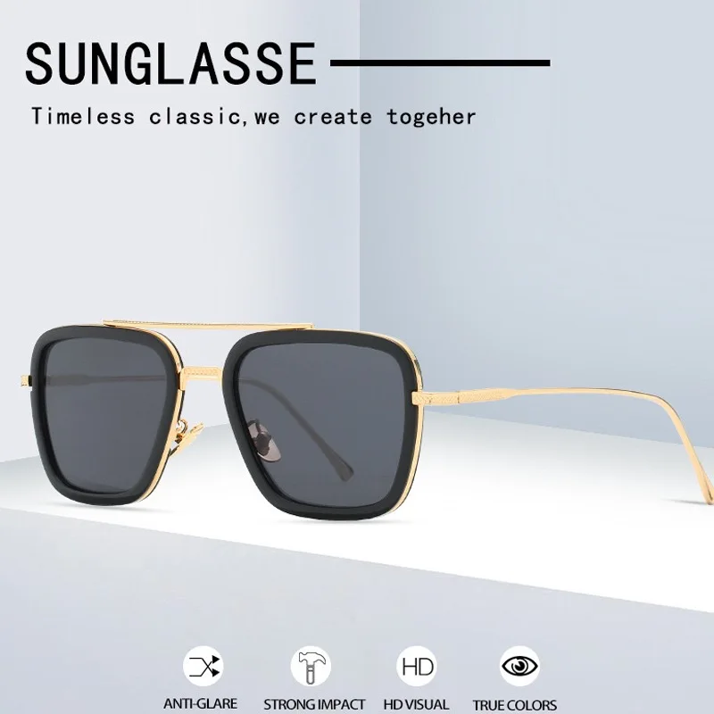 Железные мужские солнцезащитные очки Тони Старк Мстители металлические