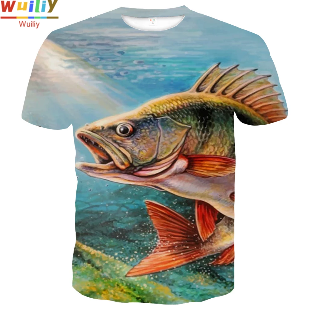 

Animals T-shirt For Men Summer fish Graphic 3D Print Tees Sport T Shirt 2021 New Tops