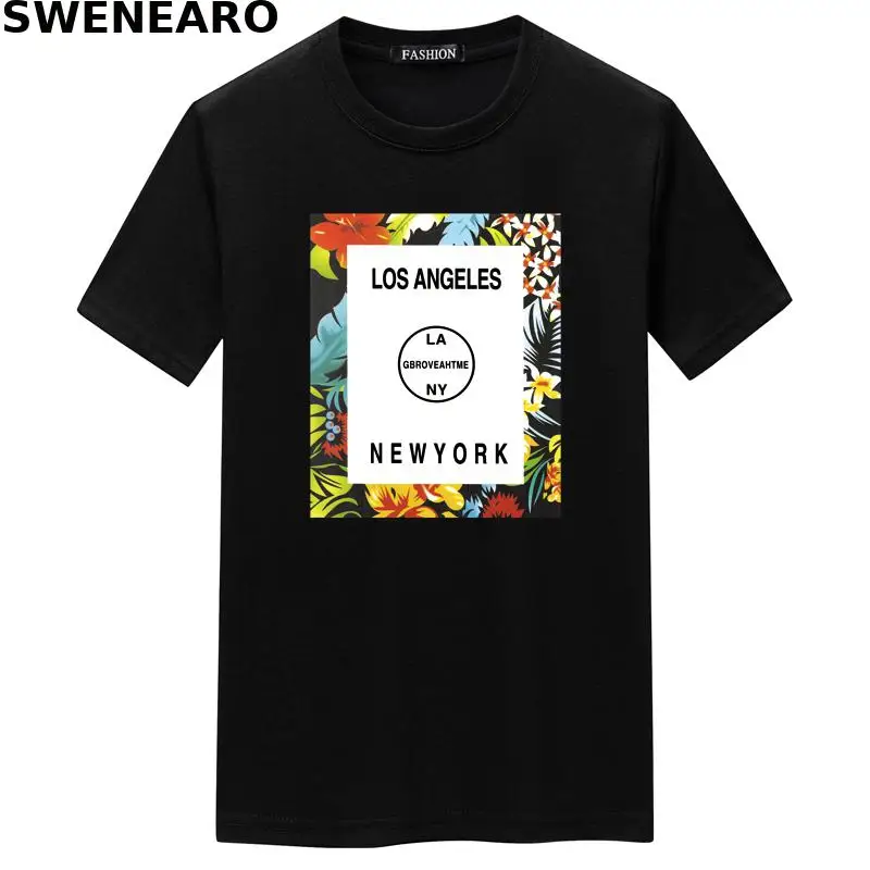 

SWENEARO summer new green leaf printing T-shirt men's casual O-neck short-sleeved brand T-shirt men's breathable T-shirt men