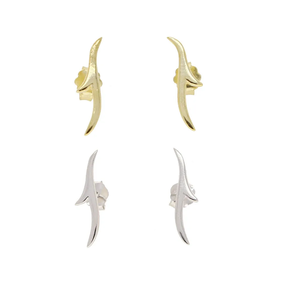 

Real 925 Sterling Silver Deer horn Earring long earring in gold silver color wholesale silver mini simple stud earring for girl
