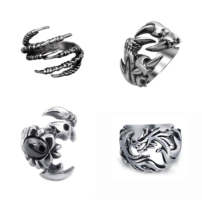 Готические панк мужские кольца Коготь Орла дракона демона коготь скорпиона