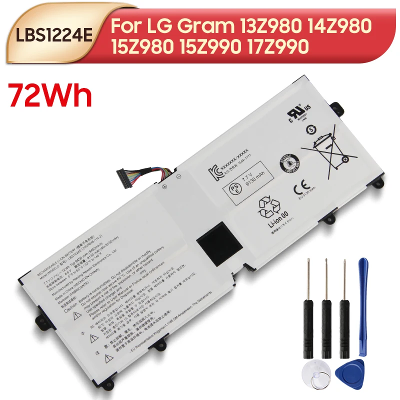 Оригинальный запасной аккумулятор LBS1224E для ноутбука LG Gram 13Z980, 14Z980, 15Z980, 15Z990, 17Z990, 72Wh с инструментами