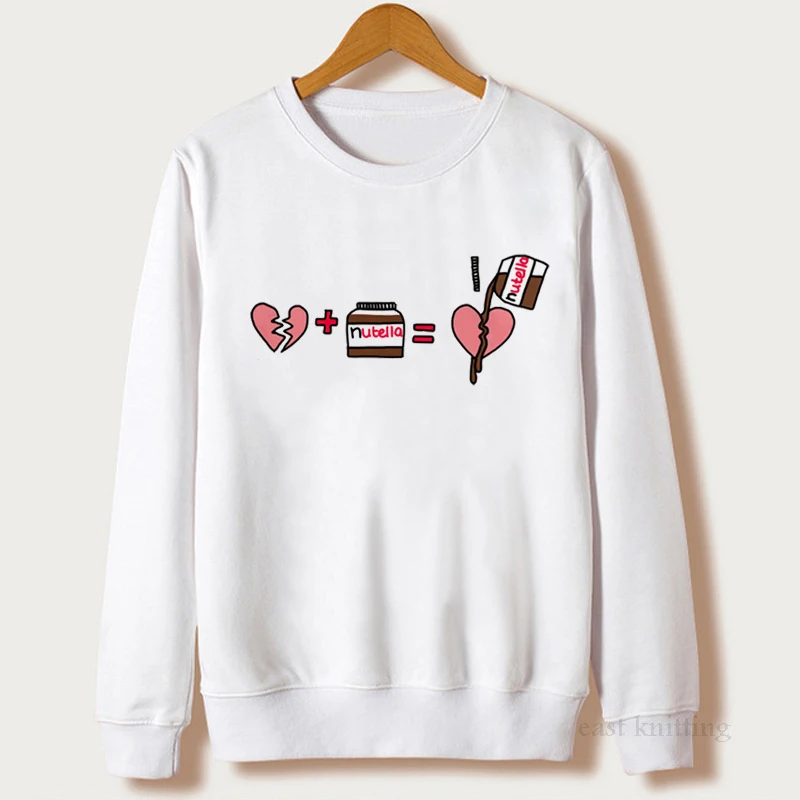 Женский пуловер с мультяшным принтом Nutella модная повседневная толстовка в стиле