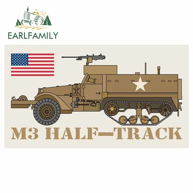 

EARLFAMILY 13 см x 7,6 см для American M3 Half Track, креативная стильная наклейка, наклейки на лобовое стекло холодильника, автомобильные наклейки, яркое укра...