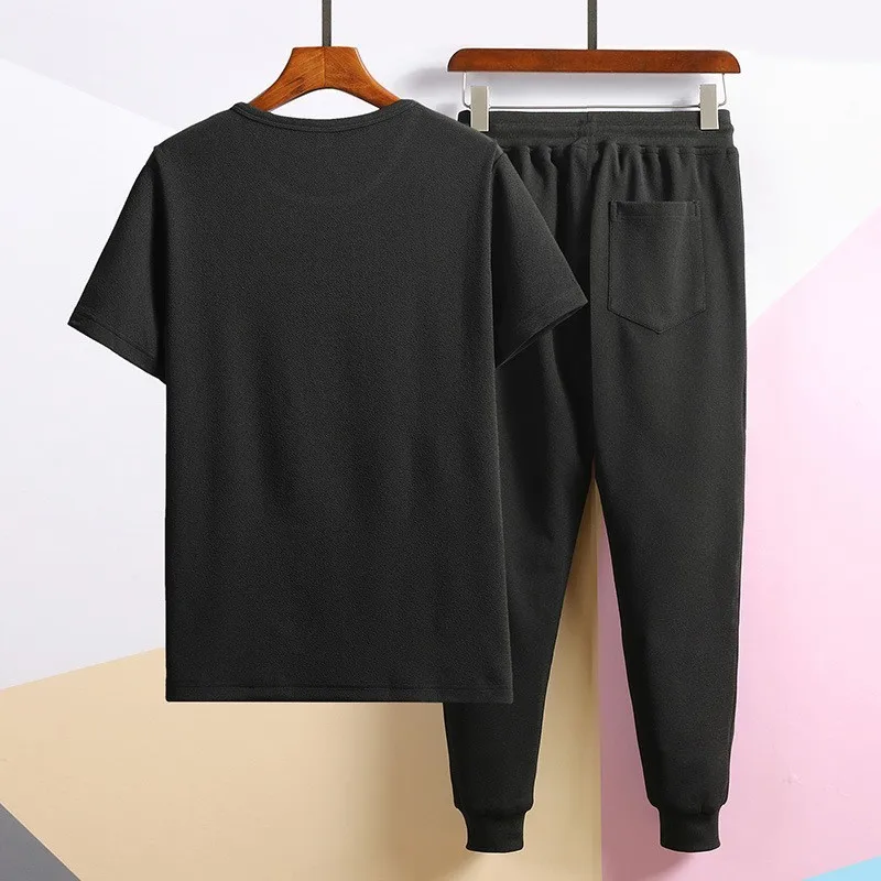 2020 Модные мужские комплекты из 2 предметов с коротким рукавом и буквенным принтом