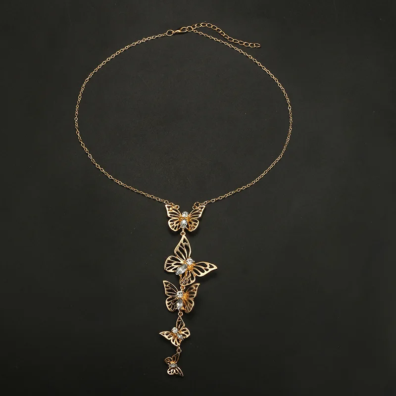 Новые золотые серебряные цветные полые бабочки Длинные ожерелья с кисточками