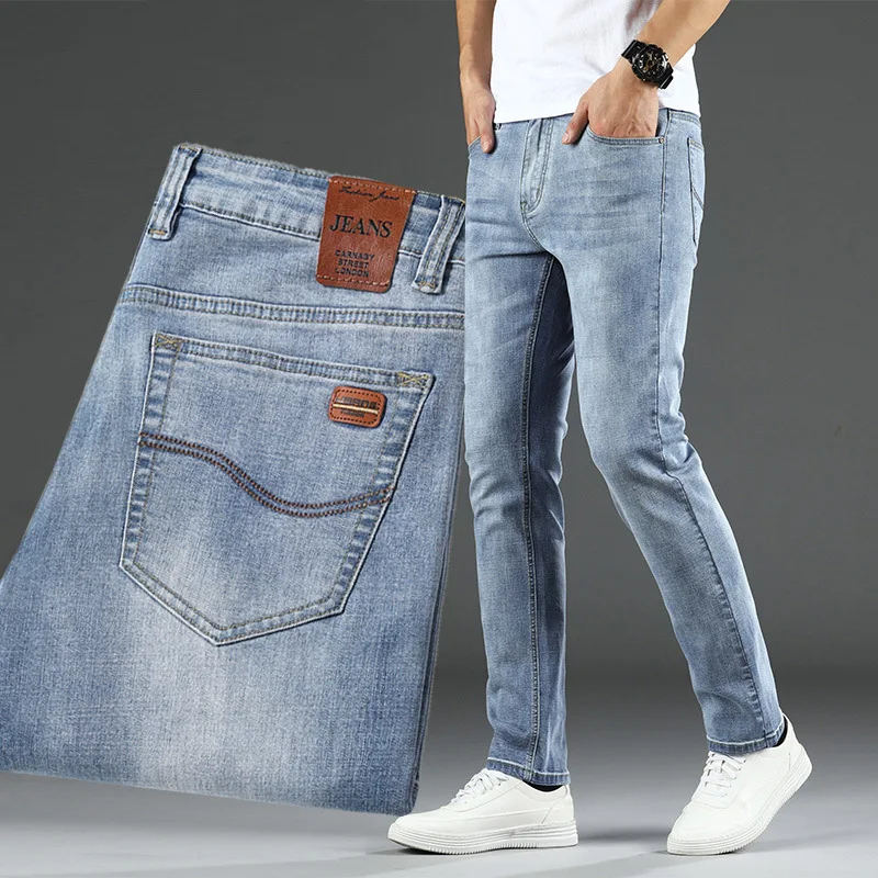 Мужские прямые джинсы синие зауженные брюки из денима стрейч размеры 28-40 2021 |