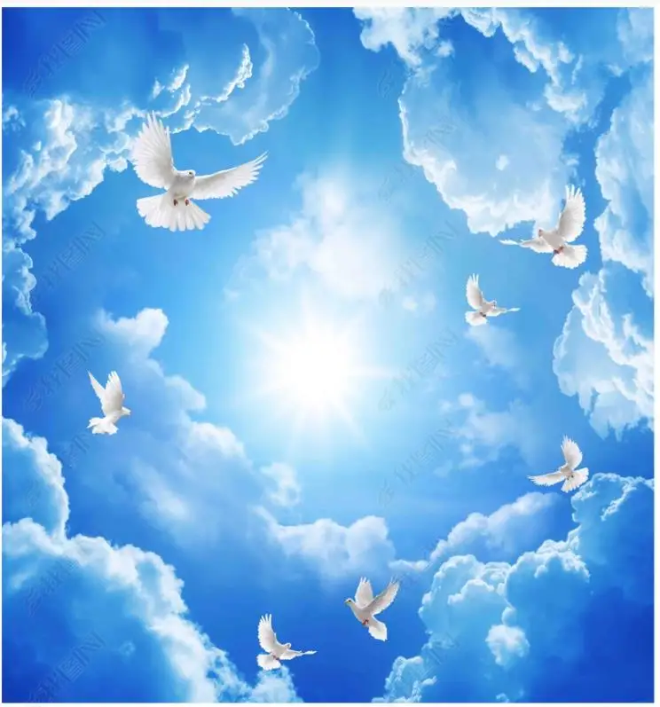 Пользовательские фото обои для стен 3 d потолок Зенит фрески голубое небо белое