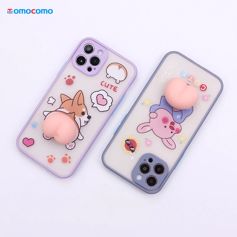 

Creative 3D Cartoon Pinch Smartphone Case For iphone 11 12 13Pro Max MiNi X XR XS 7 8 Plus Matte Camera Lens Protect Phone Coque
