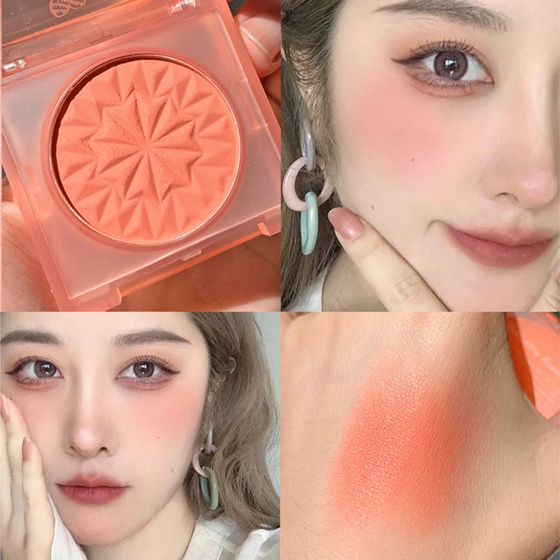 

New Hot Highlighter Blush Makeup Palette Peach Pink Waterproof Long Lasting Diamond High Gloss Peach Pink Blush Cosmetic