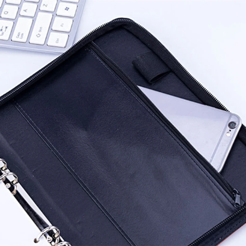 A5 Padfolio с калькулятором папка на молнии блокнот портфель из искусственной кожи папка для руководителя спиральная дорожная записная книжка