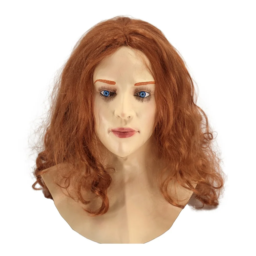 

Halloween Latex Mask Realistic Scarlet Female Woman Face Crossdressing Girl Sissy