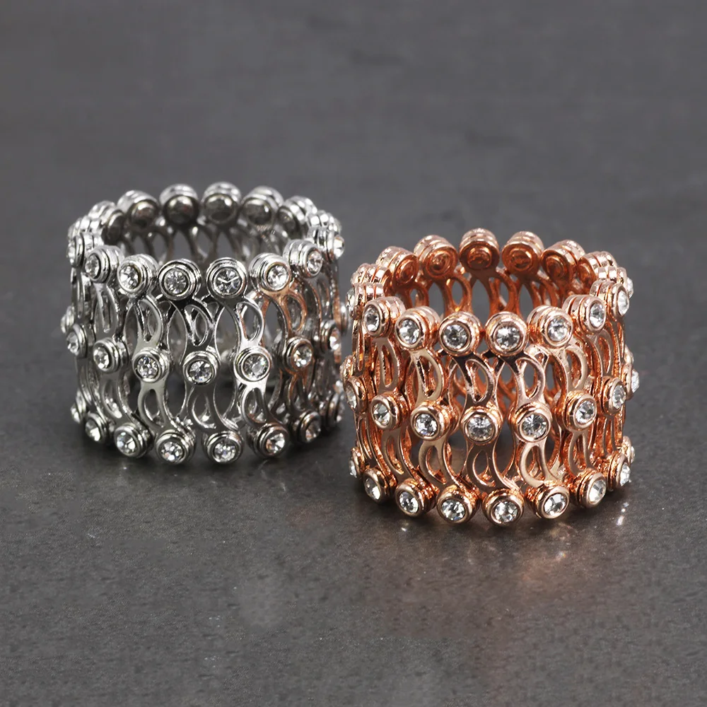 

New Fashion Adjustable Size Ring for Women Inlaid with Zircon Wide Ring Can Be Converted Into Bracelet Jewelry Girl's Gift