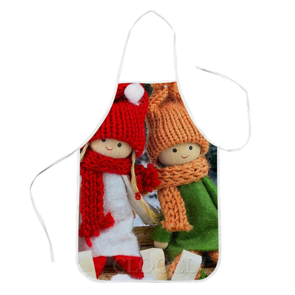

Рождественские фартуки CLOOCL, Мультяшные Рождественские куклы, 3D печать, Хэллоуин, Полиэстеровые Кухонные фартуки, праздничный домашний текс...